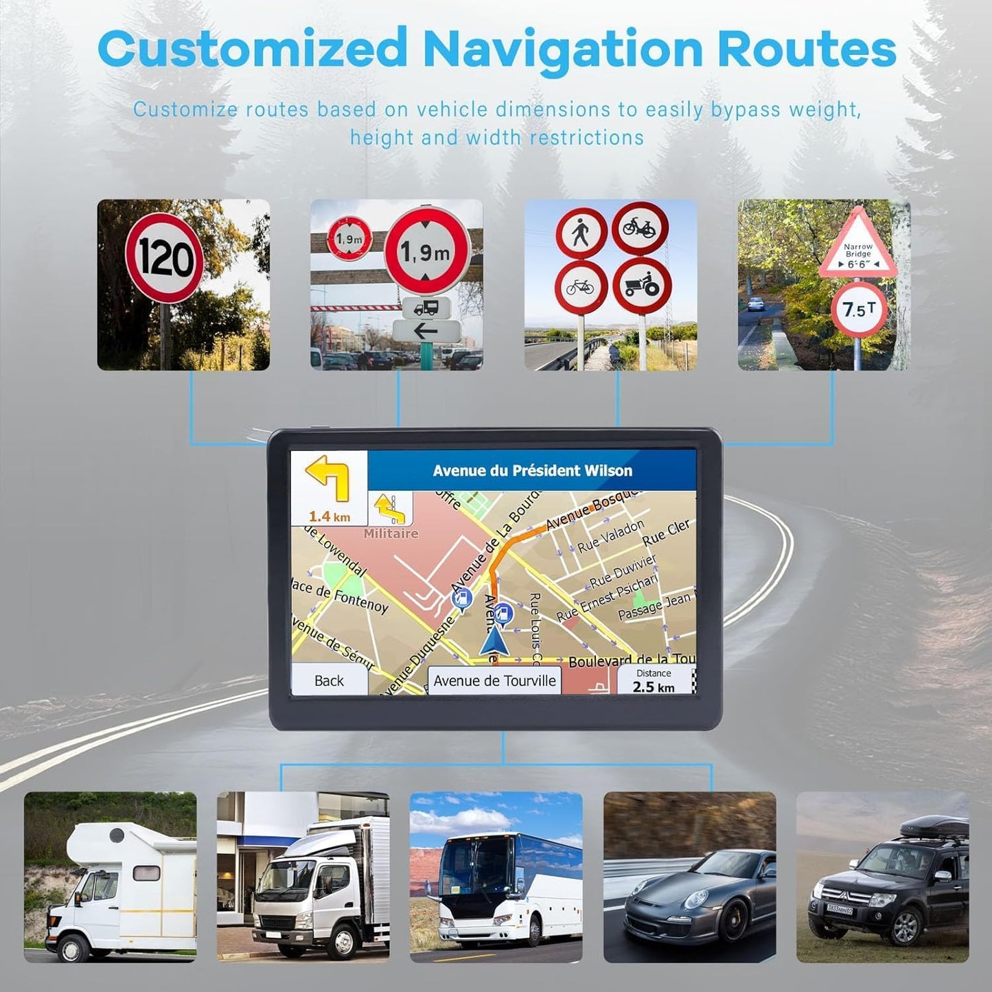 GPS Navigation for Car,7 Inch High-Definition Touch Screen 256-16GB，2025 Maps (Free Lifetime Updates), Truck GPS Commercial Drivers, Semi Trucker GPS Navigation System, Custom Truck Routing TRUCK DRIVER TRUCK DRIVER