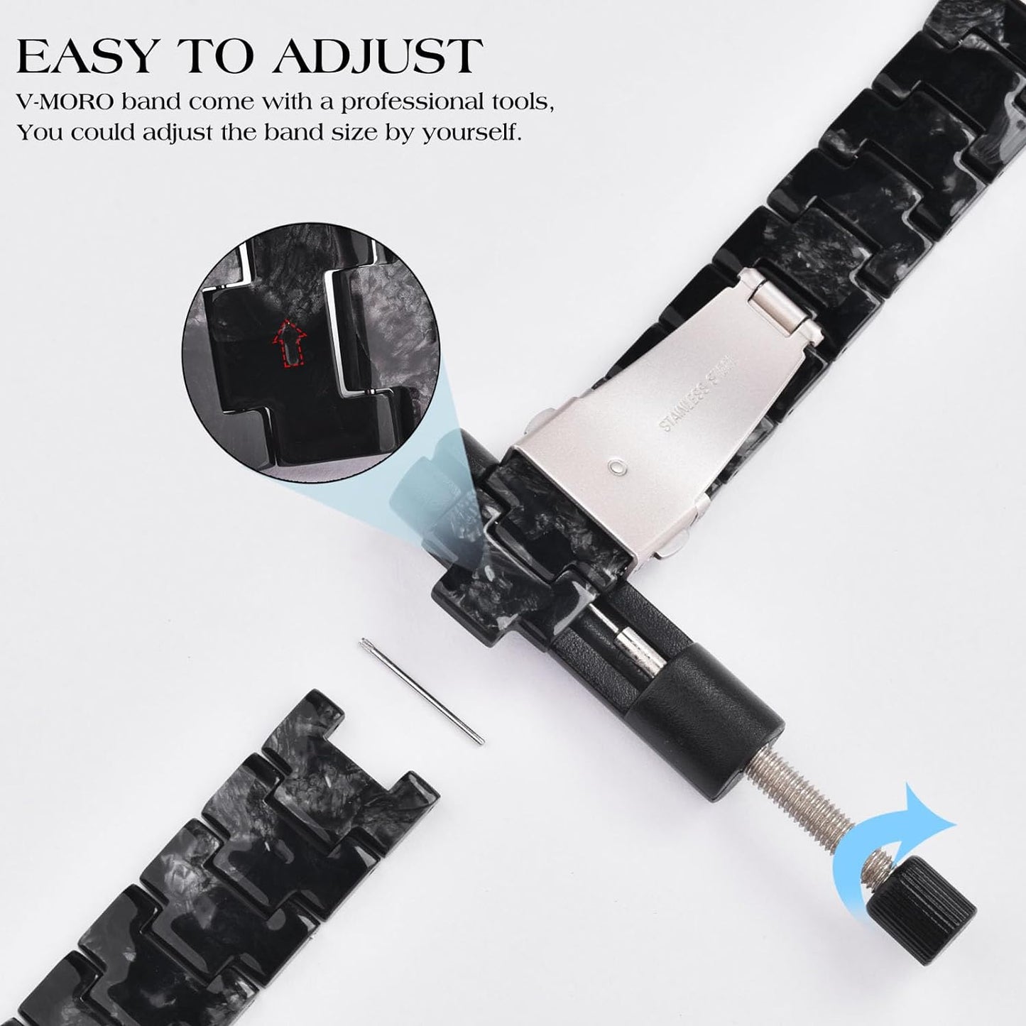 Lightweight Apple Watch Bands, Fashion Slim Resin Apple Watch Series 9/8/7 Band Starlight Stainless Steel Buckle Apple Watch Strap Compatible Iwatch Series SE/6/5/4/3/2/1 Women Men(Marble