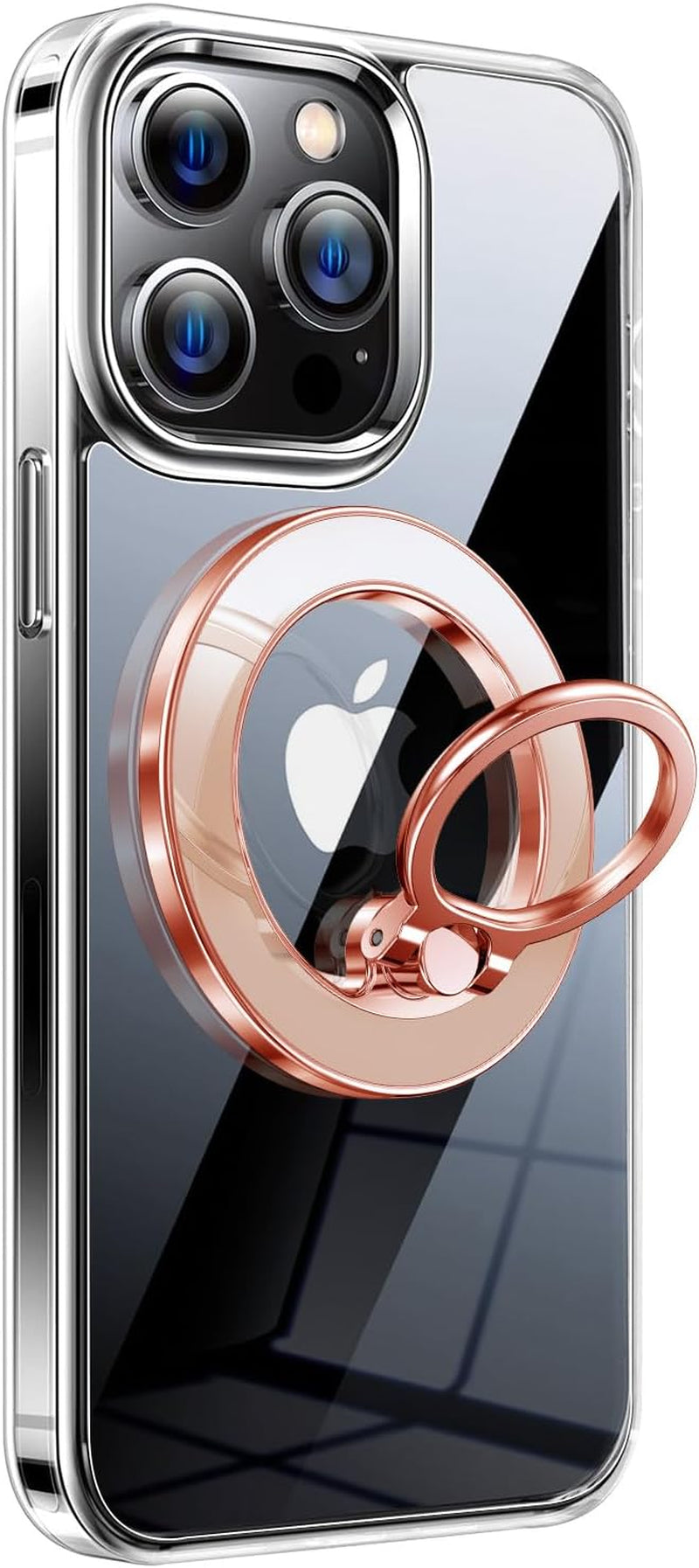 Glitter Magnetic Phone Ring Holder for Magsafe, Magnet Finger Ring Grip Stand Holder, Compatible with Pops0Ckets Magsafe Accessories for Women Iphone 16E,15,14, 13, 12 11 Pro/Max/Plus, Rose Gold