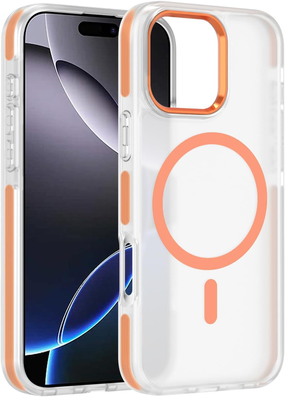 2025 New Magnetic for Iphone 16E Case,Compatible with Magsafe,Military Grade Drop Tested, Shockproof Matte Translucent Hard Back Slim Protective Case.Black Magnetic Circle.