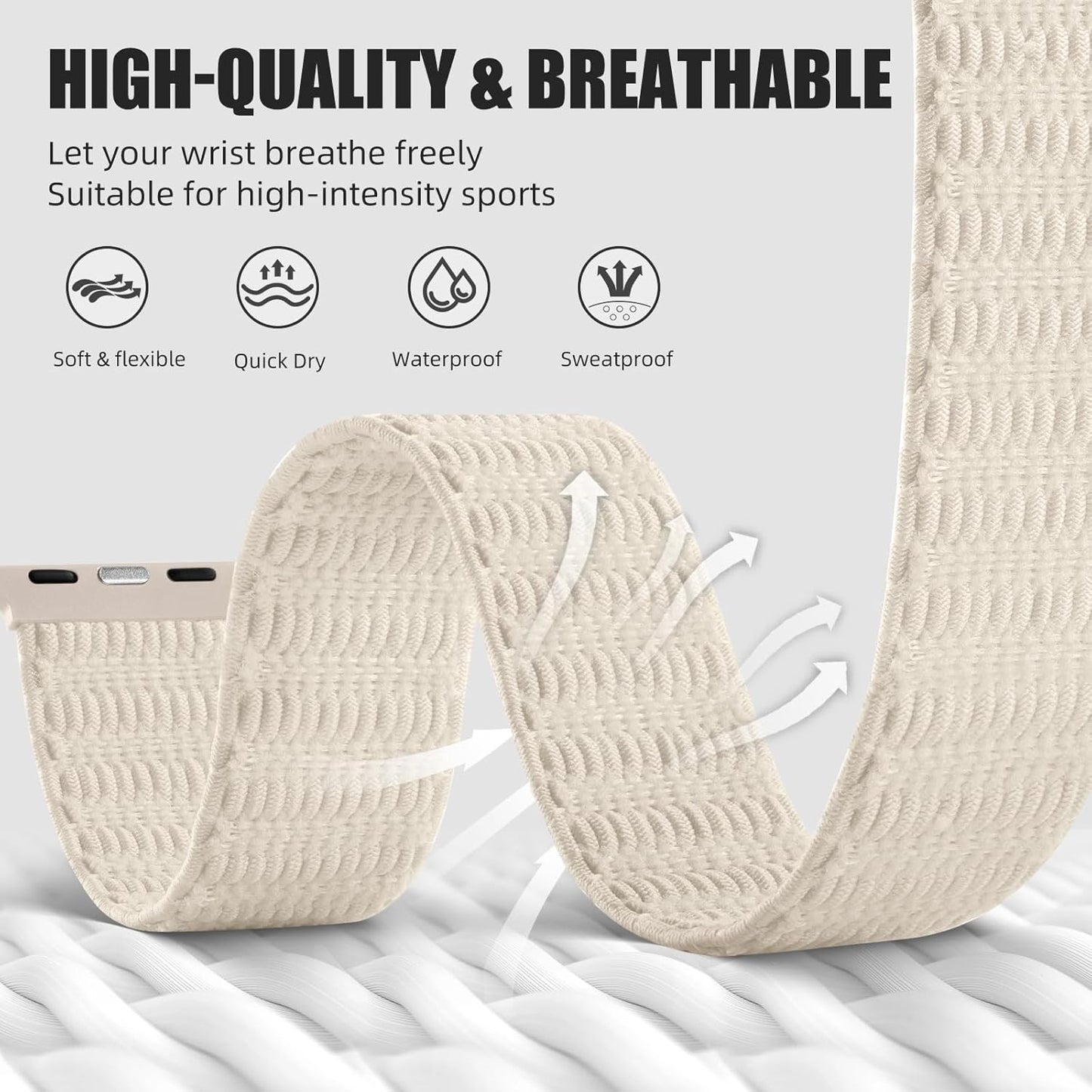 Braided Solo Loop Compatible with Apple Watch Bands 40Mm 41Mm 38Mm 42Mm 44Mm 45Mm 49Mm for Women Men, Stretchy Soft Nylon Adjustable Sport Strap for Iwatch Bands Series 9 8 7 6 5 4 3 SE Ultra 2