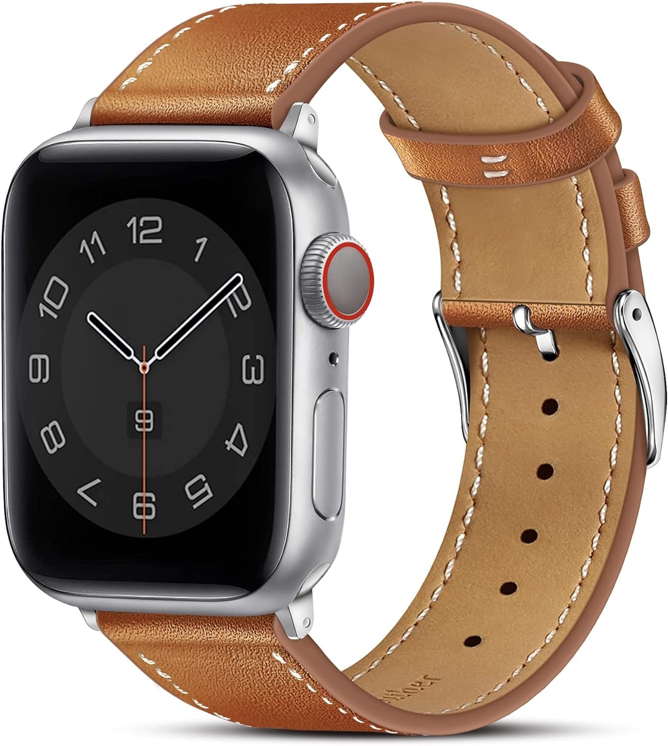 Compatible with Apple Watch Band 42Mm (Series 10) /41Mm/40Mm/38Mm, Genuine Leather Bands Replacement Strap for Iwatch Series 10 9 8 Se 7 6 5 4 3 2 1, Women & Men