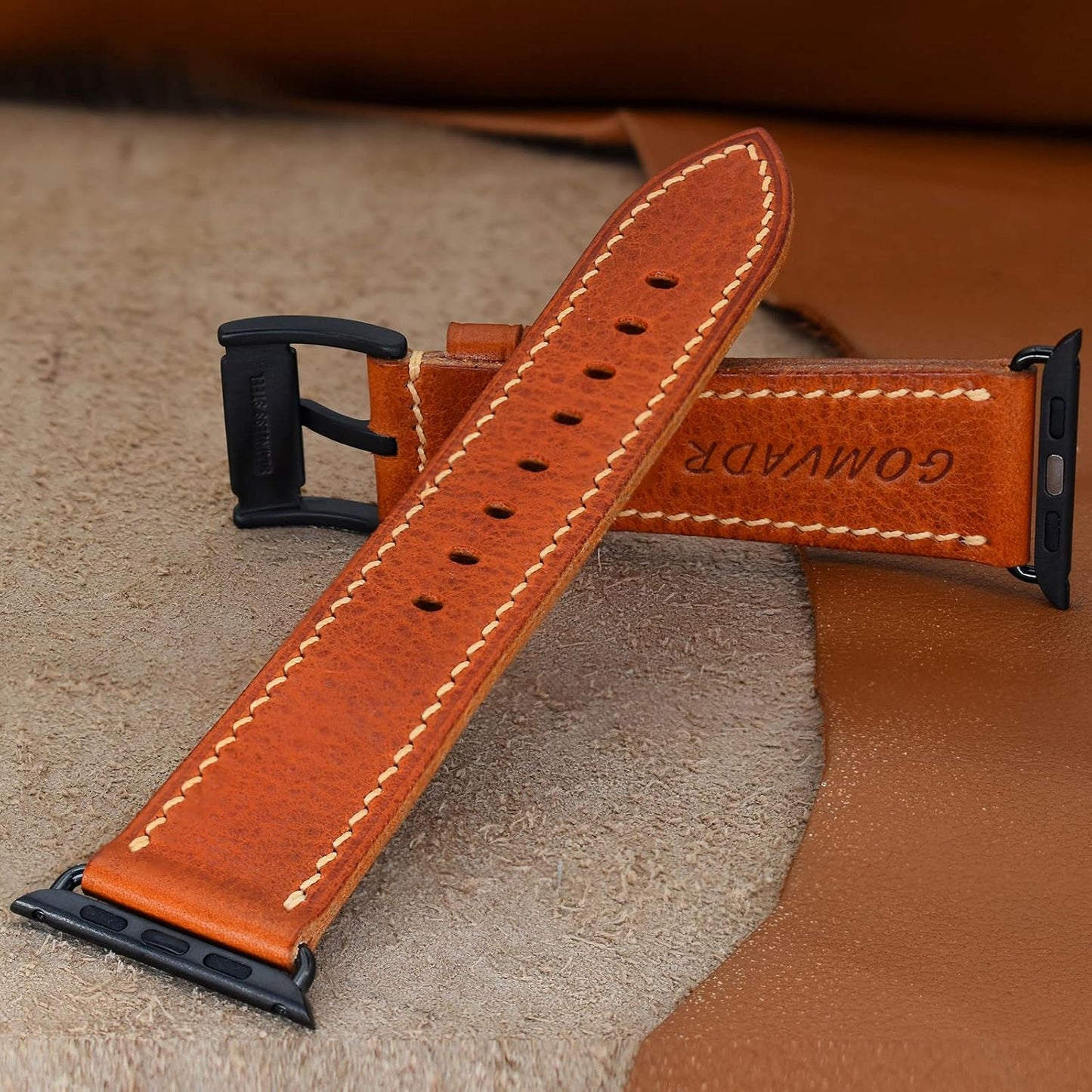 Compatible with Apple Watch Bands Leather Band 38Mm/40Mm/41Mm 42Mm/44Mm/45Mm, Top Layer Full Grain Vintage Leather Strap for Men Women,Genuine Leather Strap Replacement Bands for Apple Watch Series 9/8/7/6/5/4/3/2/1/SE