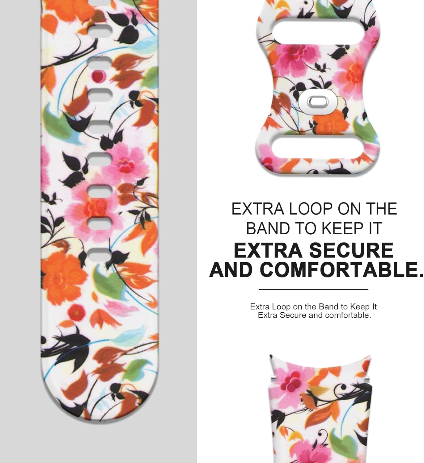Galaxy Watch 6 Band,Compatible for Samsung Galaxy Watch 6 Galaxy Watch 5 Galaxy Watch 4 Bands 40Mm 42Mm 43Mm 44Mm 45Mm 46Mm 47Mm,Classic Floral Pattern No Gap Silicone Replacement Strap for Men Women