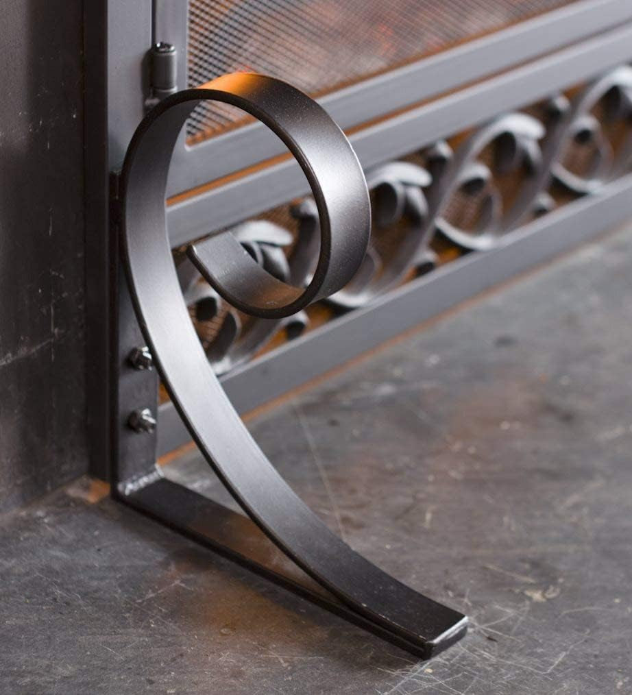 Metal Fireplace Screen Scrollwork Black | 38" W X 31½"H | 2 Door | Spark Guard Grate | Fire Place Cover | Wood Burning Stove Accessories