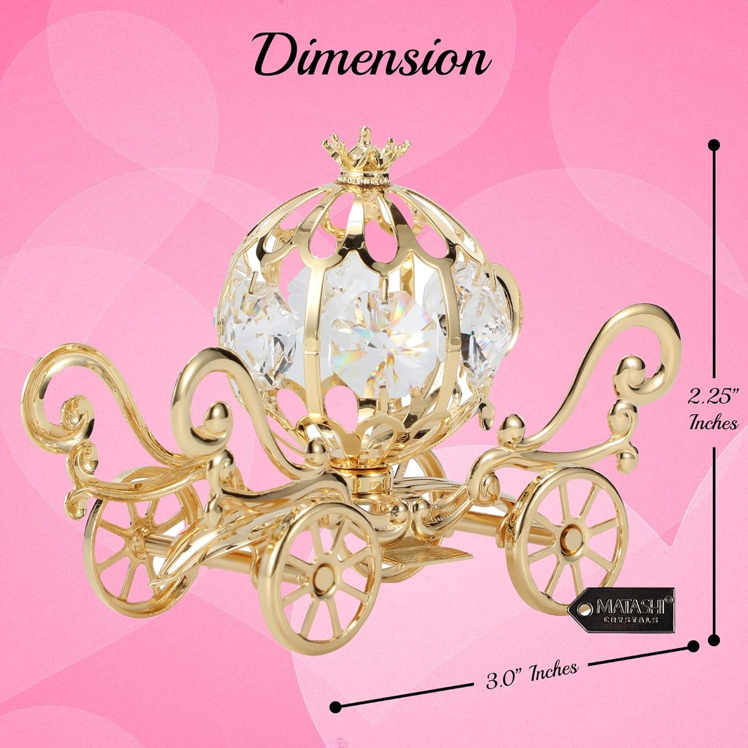 Gift for Christmas - 24K Gold Plated Crystal Studded Mini Cinderella Pumpkin Coach Ornament Home Decor Table Top Showpiece - Traditional Decoration Gift for Mom, Daughter, Friends, Family