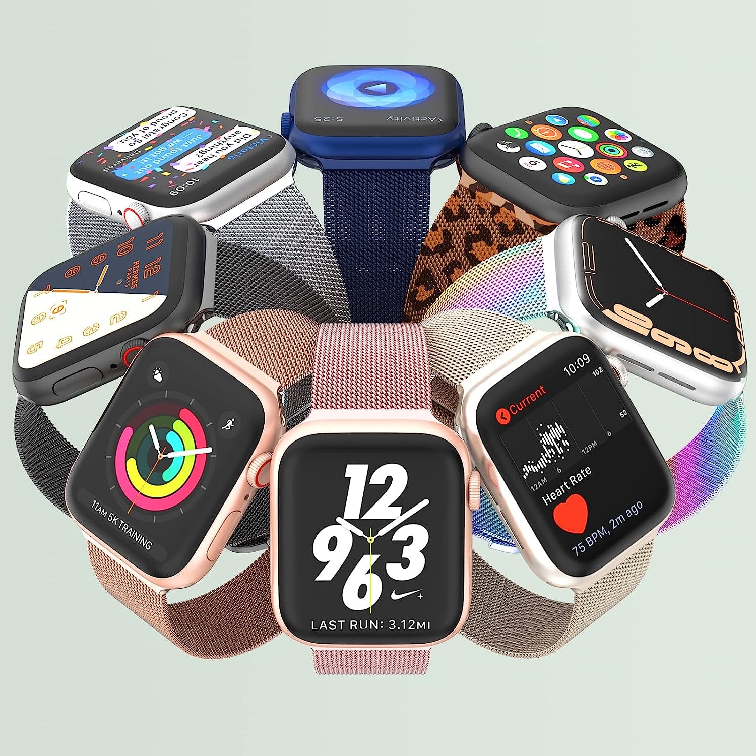 Compatible with Apple Watch Band Series 9, Ultra 2, SE, Ultra 8 7 6 5 4 3 2 1 38Mm 40Mm 41Mm 42Mm 44Mm 45Mm 49Mm Women and Men, Stainless Steel Mesh Loop Magnetic Clasp Replacement For