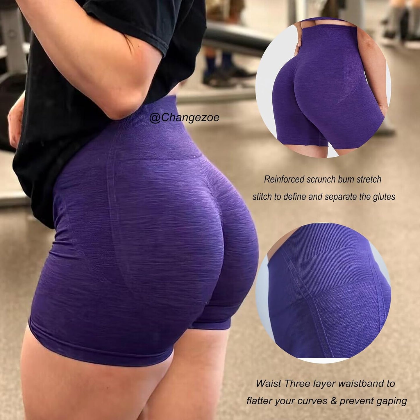 Women'S Butt Scrunch Seamless Workout Shorts,High Waisted Butt Liftings Effortless Yoga Athletic Shorts