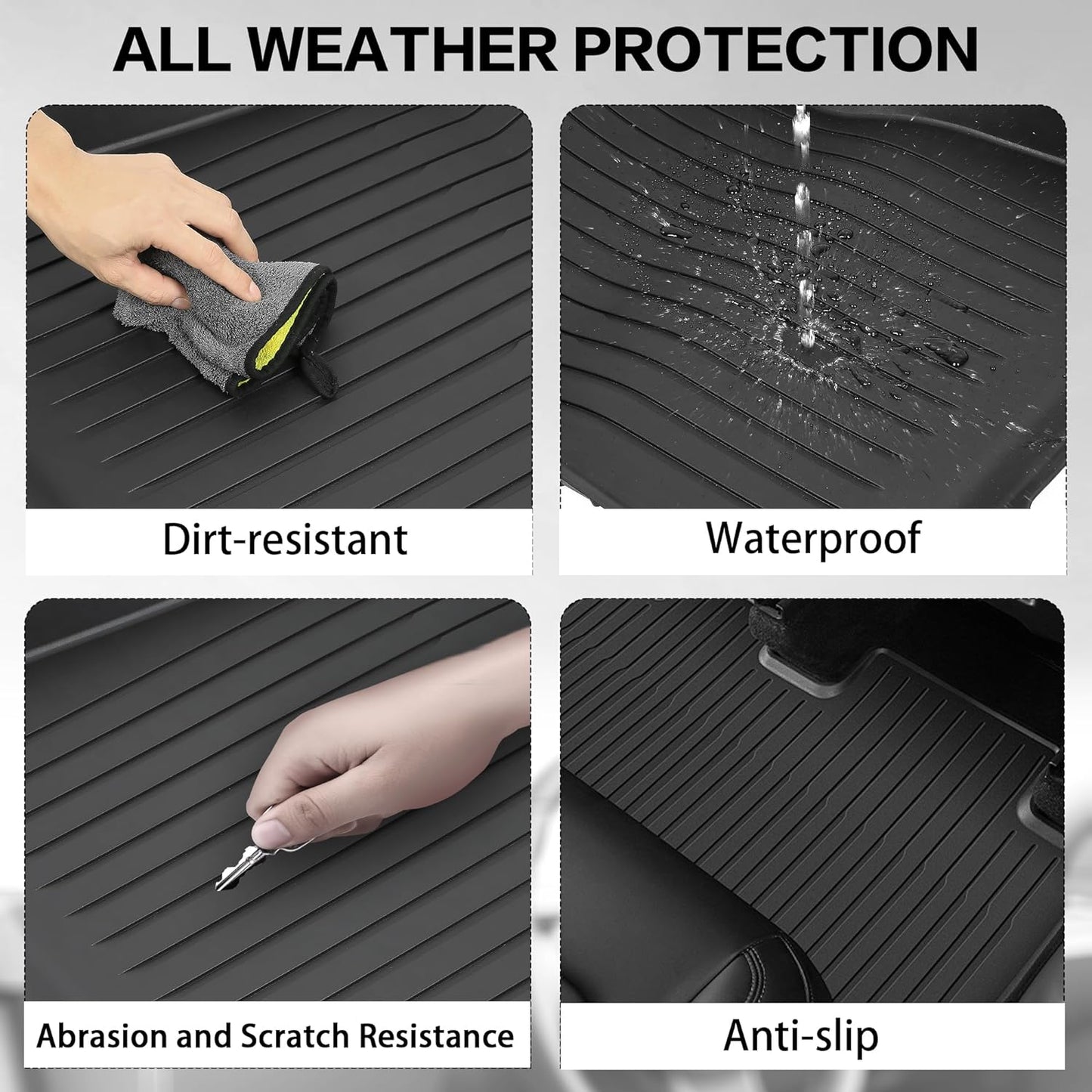 Floor Mats for Tesla Model Y 2021-2023 2024, Set of 6 Mats All Weather TPE Waterproof Anti-Slip Front & Rear Trunk Mats Cargo Liners, Custom Fit for Tesla 5-Seater (Not Fit 7-Seat)