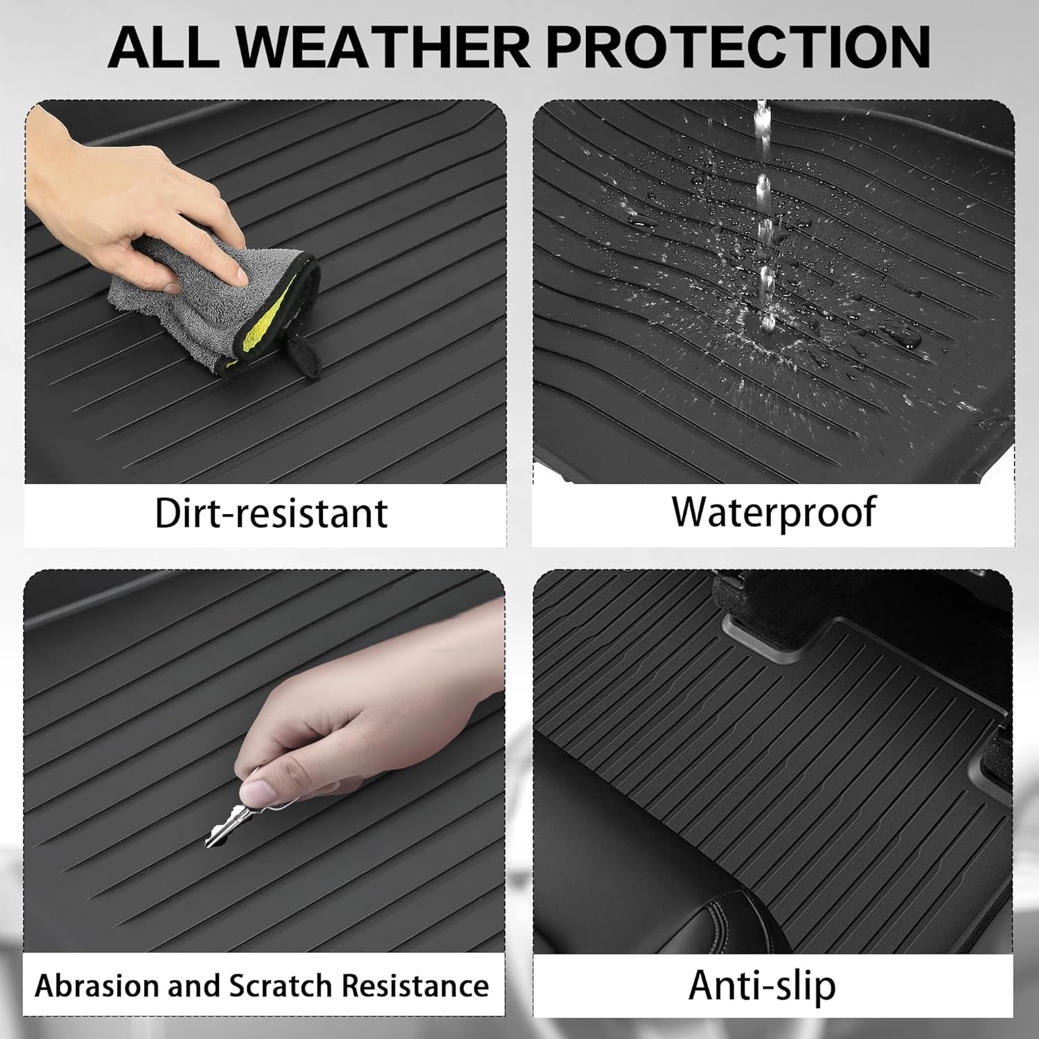 Floor Mats for Tesla Model Y 2021-2024 2025, Set of 6 Mats All Weather TPE Waterproof Anti-Slip Front & Rear Trunk Mats Cargo Liners, Custom Fit for Tesla 5-Seater (Not Fit 7-Seat)