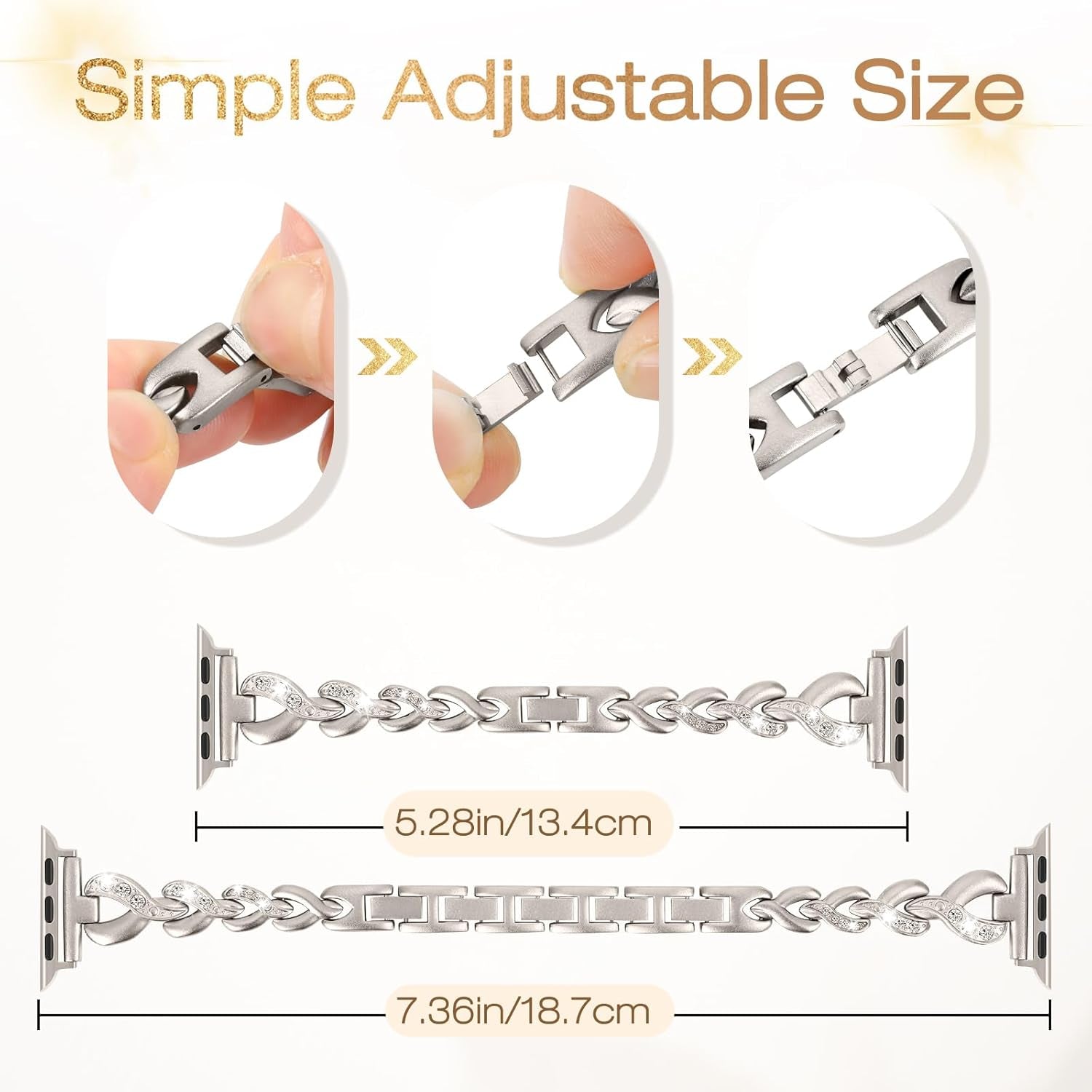 Bling Band Compatible with Apple Watch Band 49Mm 46Mm 45Mm 44Mm 42Mm Women Dressy Jewelry Bracelet for Iwatch Ultra Series 10/9/8/7/SE/6/5/4/3/2/1