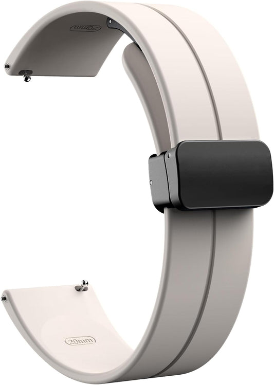 Universal 20Mm 22Mm Magnetic Silicone Watch Bands, Quick Release Sport Watch Straps with Magnetic Folding Buckle for Men Women, Skin-Friendly Soft Sport Band for 20Mm 22Mm Width Watch Lugs