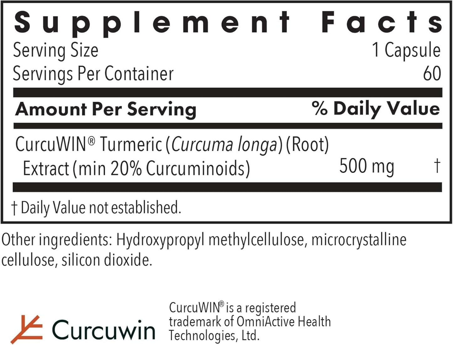 Curcuwin 500 Supplement - Turmeric Extract, Curcumin 500Mg, Turmeric Pills, Curcuma Longa, Pure, Organic, Bioavailable - 500Mg Vegetarian Capsules, 60 Count TLBH