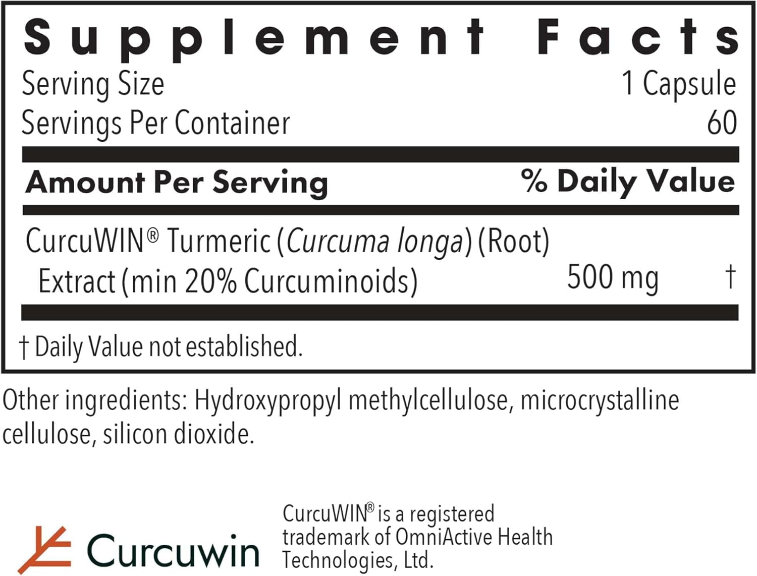 Curcuwin 500 Supplement - Turmeric Extract, Curcumin 500Mg, Turmeric Pills, Curcuma Longa, Pure, Organic, Bioavailable - 500Mg Vegetarian Capsules, 60 Count TLBH