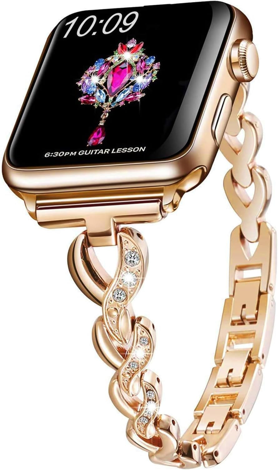 Bling Band Compatible with Apple Watch Band 49Mm 46Mm 45Mm 44Mm 42Mm Women Dressy Jewelry Bracelet for Iwatch Ultra Series 10/9/8/7/SE/6/5/4/3/2/1