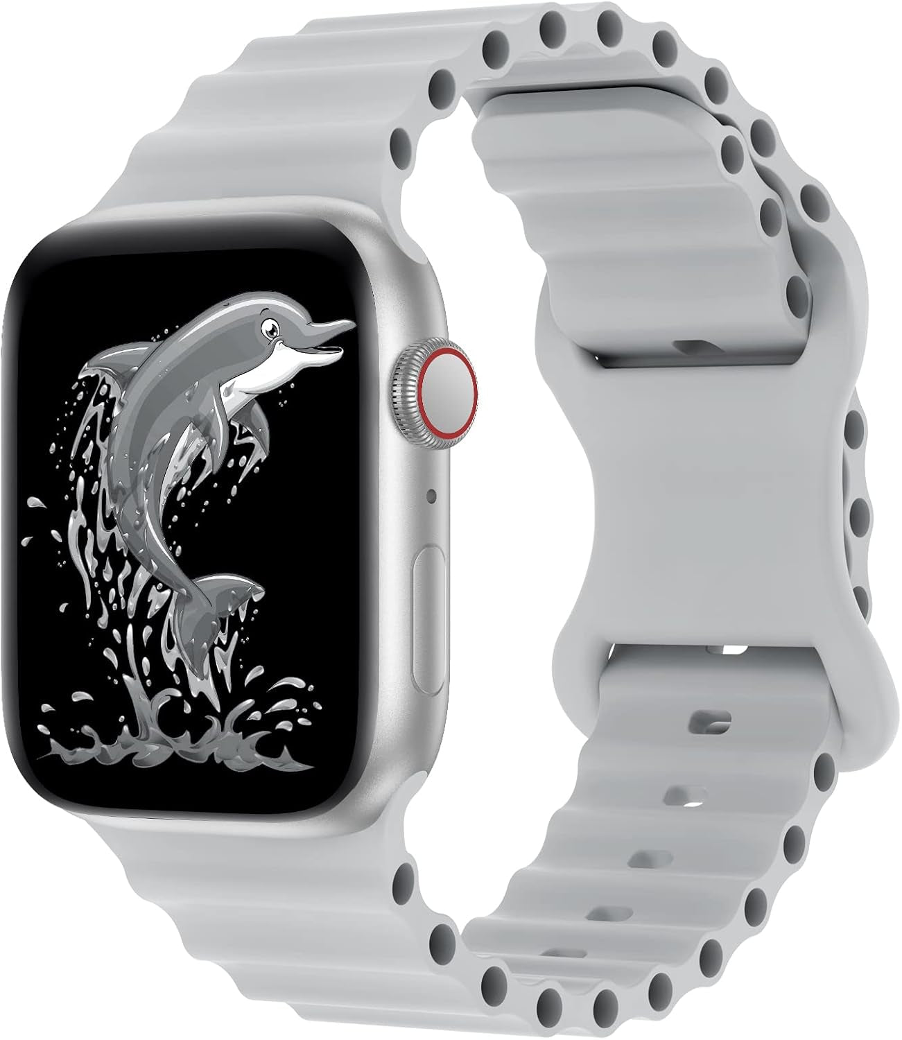 Silicone Elastic Ocean Bands Compatible with Apple Watch 38Mm 40Mm 41Mm 42Mm 44Mm 45Mm, Replacement Sport Breathable Strap Wristbands for Iwatch Series SE 8/7/6/5/4/3/2/1 Women Men