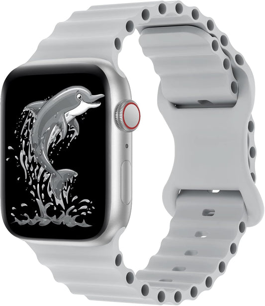 Silicone Elastic Ocean Bands Compatible with Apple Watch 38Mm 40Mm 41Mm 42Mm 44Mm 45Mm, Replacement Sport Breathable Strap Wristbands for Iwatch Series SE 8/7/6/5/4/3/2/1 Women Men