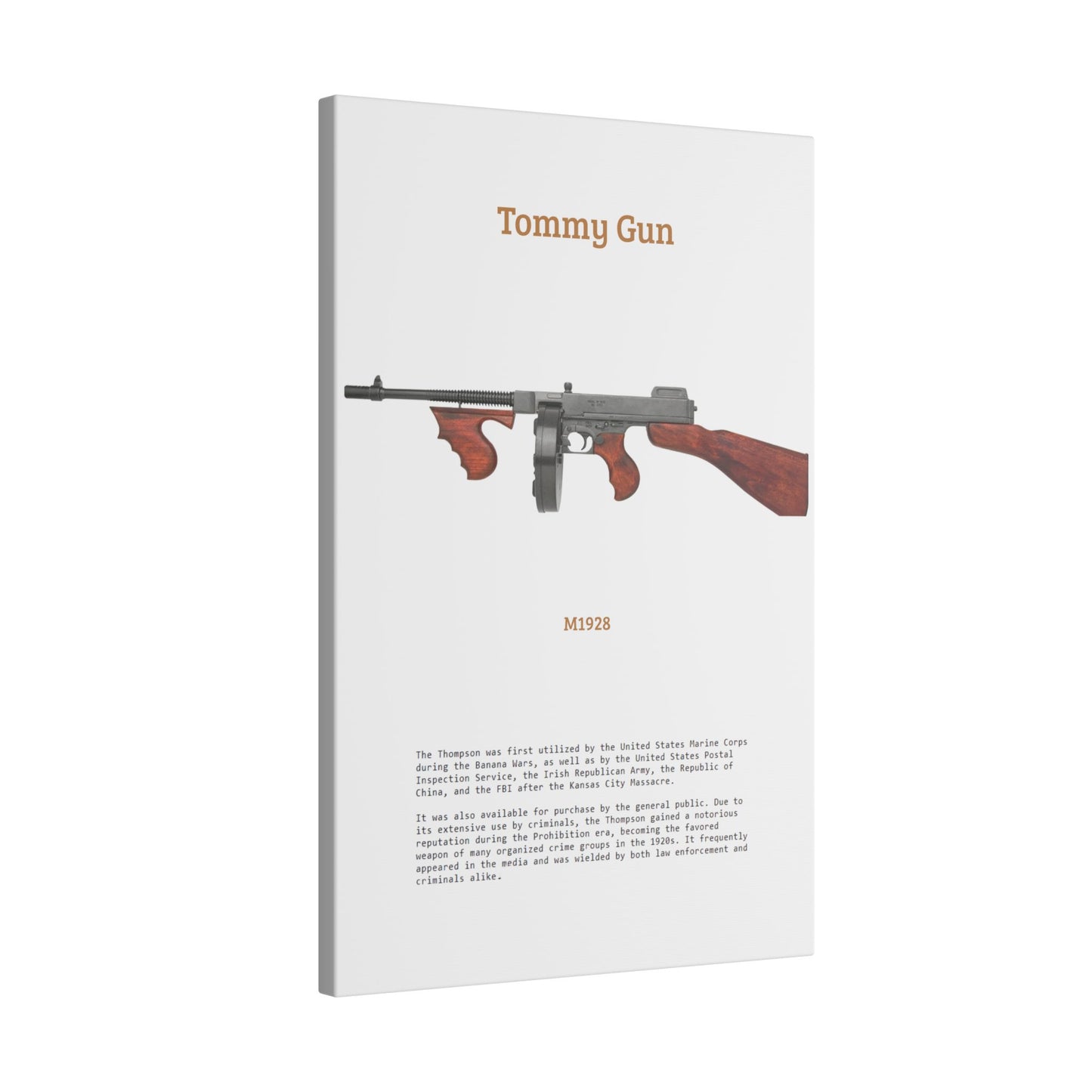 Thompson submachine gun TOMMY GUN M1928 Matte Canvas, Stretched, 0.75" (Multi-Size)
