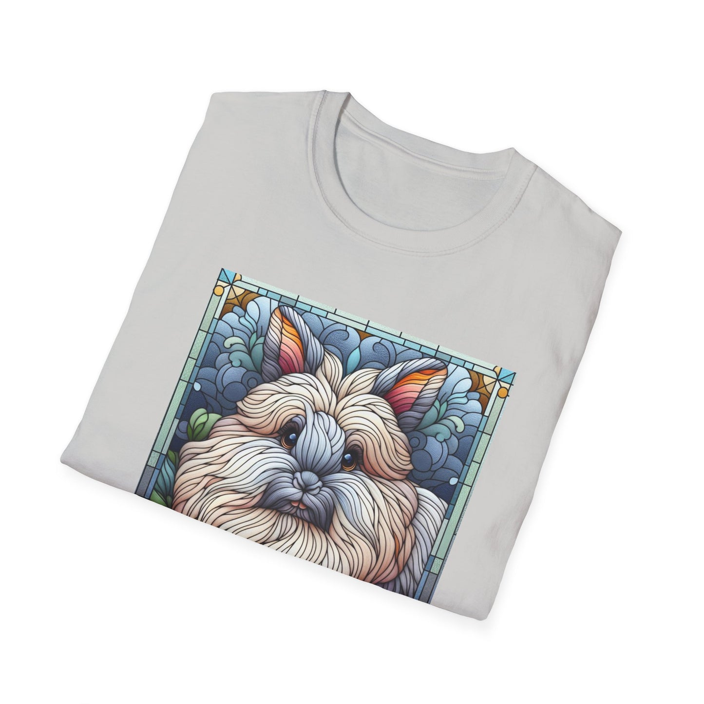 Angora Rabbit Animal Stained Glass Design Unisex Softstyle T-Shirt