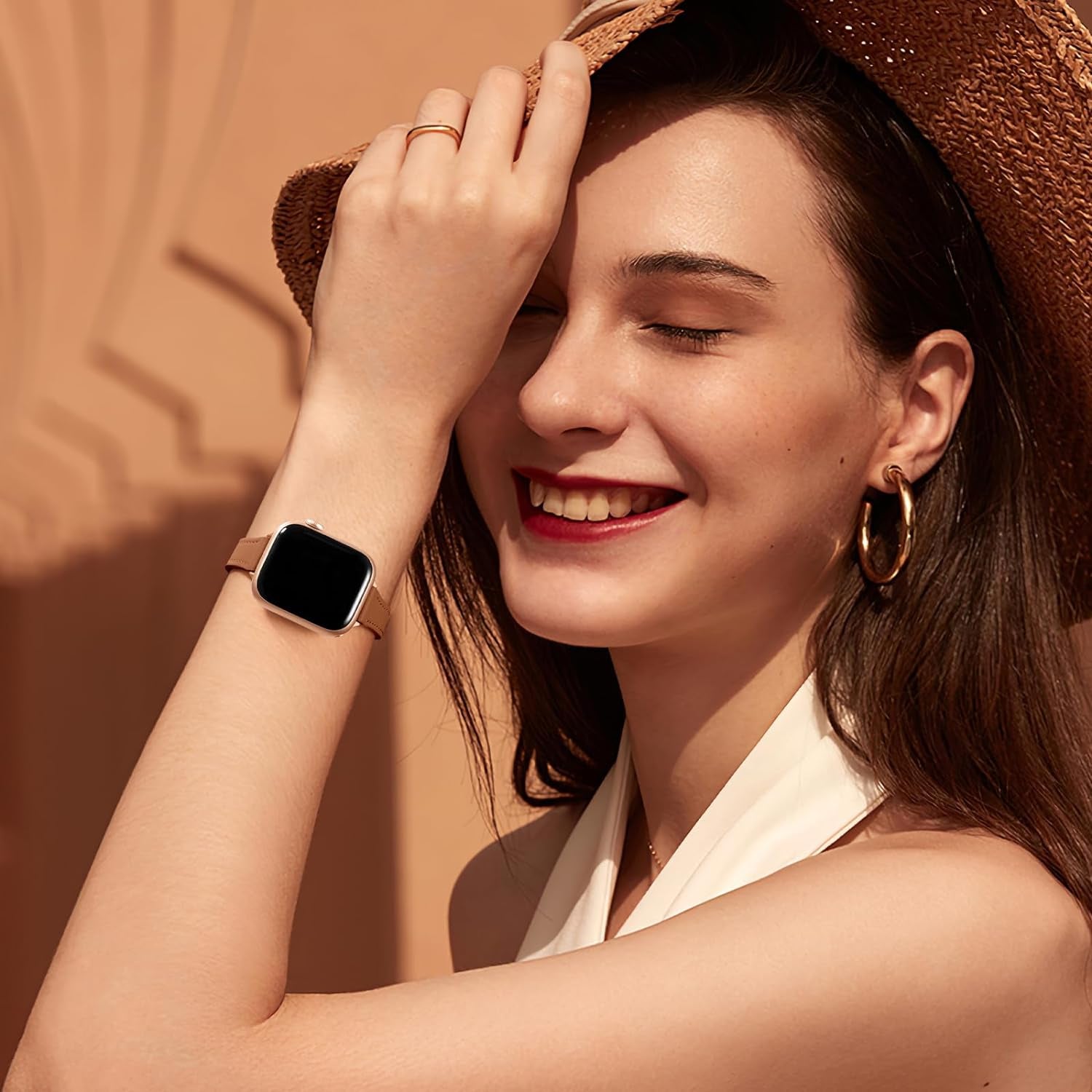Slim Leather Band Compatible with Apple Watch Band 40Mm 38Mm 41Mm 42Mm 44Mm 45Mm 49Mm Women, Top Grain Genuine Leather Strap Thin Watch Wristband for Iwatch Series 9 8 7 6 5 4 3 2 1 SE Ultra 2