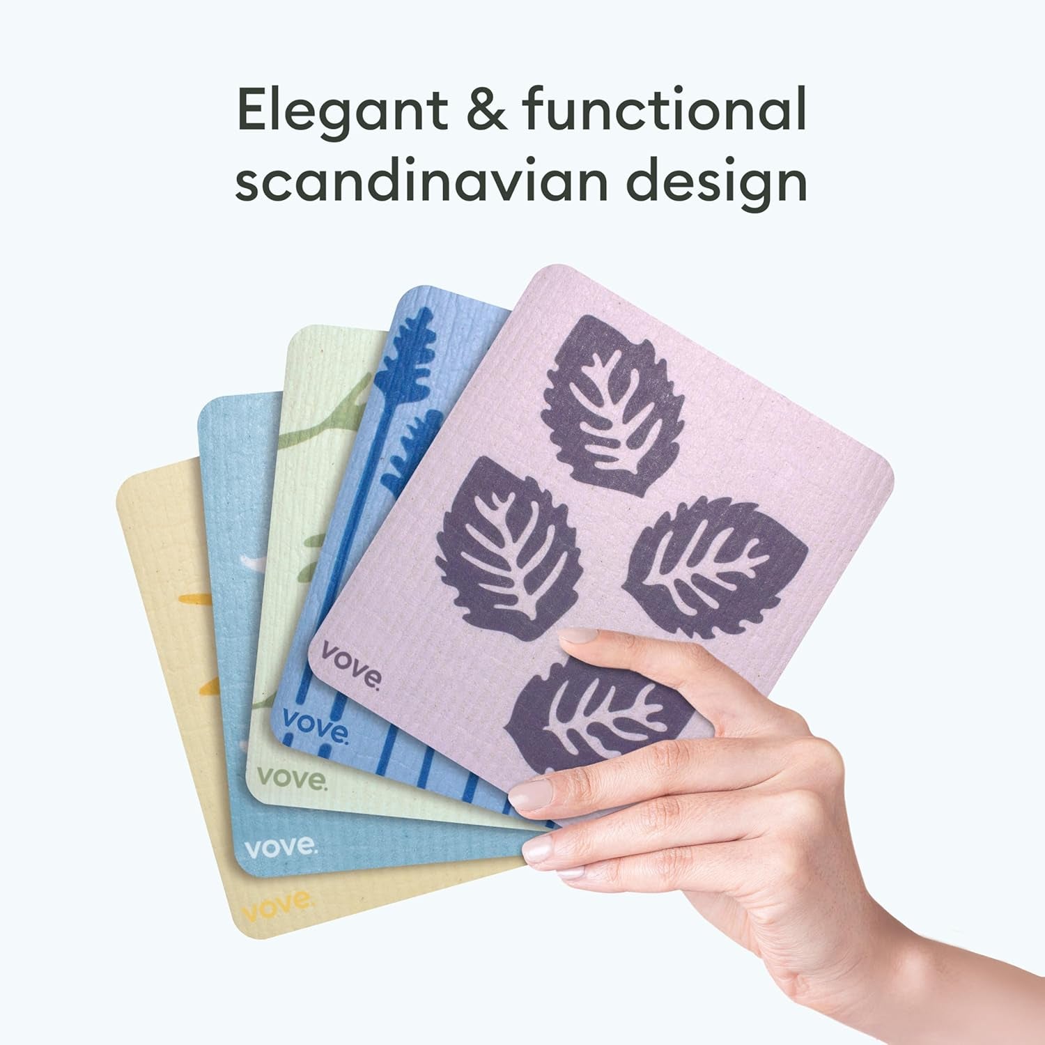 Swedish Dishcloths 5 Pack | Reusable Paper Towels | Eco-Friendly Cleaning Cloths | Designer Prints | Absorbent Natural Cellulose & Cotton | Sustainable Kitchen Sponge Cloth | Washable