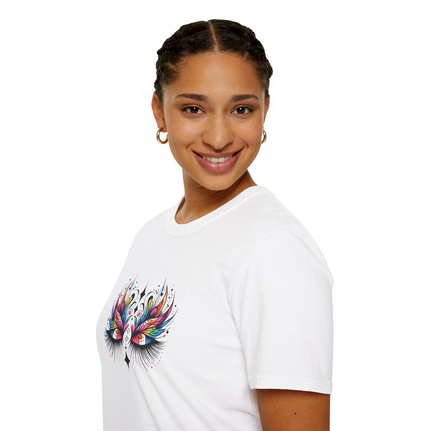 Colorful Boho LASHES Peacock Unisex Softstyle T-Shirt