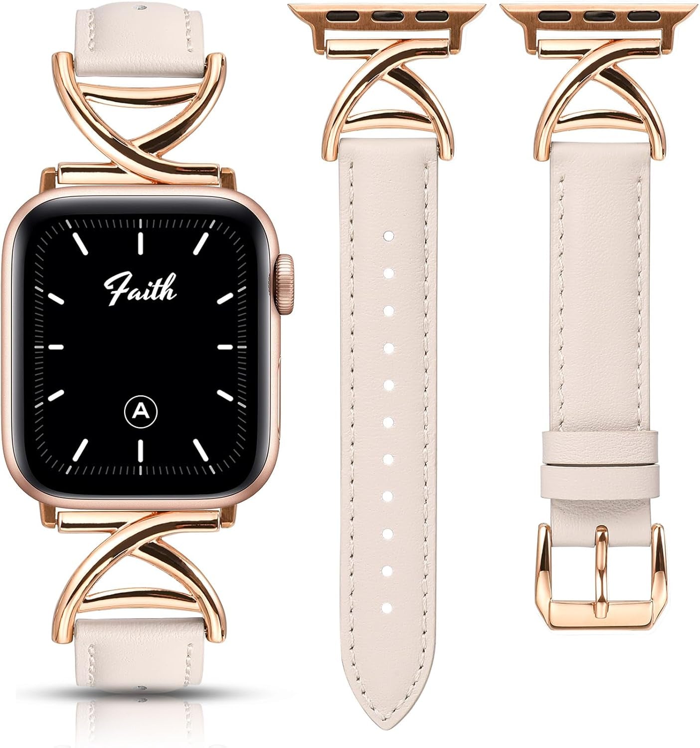 Leather Band Compatible with Apple Watch Bands 38/40/41/42/44/45/46/49Mm Women, Slim Dressy Premium Leather Strap with A-Shape Metal Buckle for Iwatch Series 10 9 Ultra SE 8 7 6 5 4 3 2 1