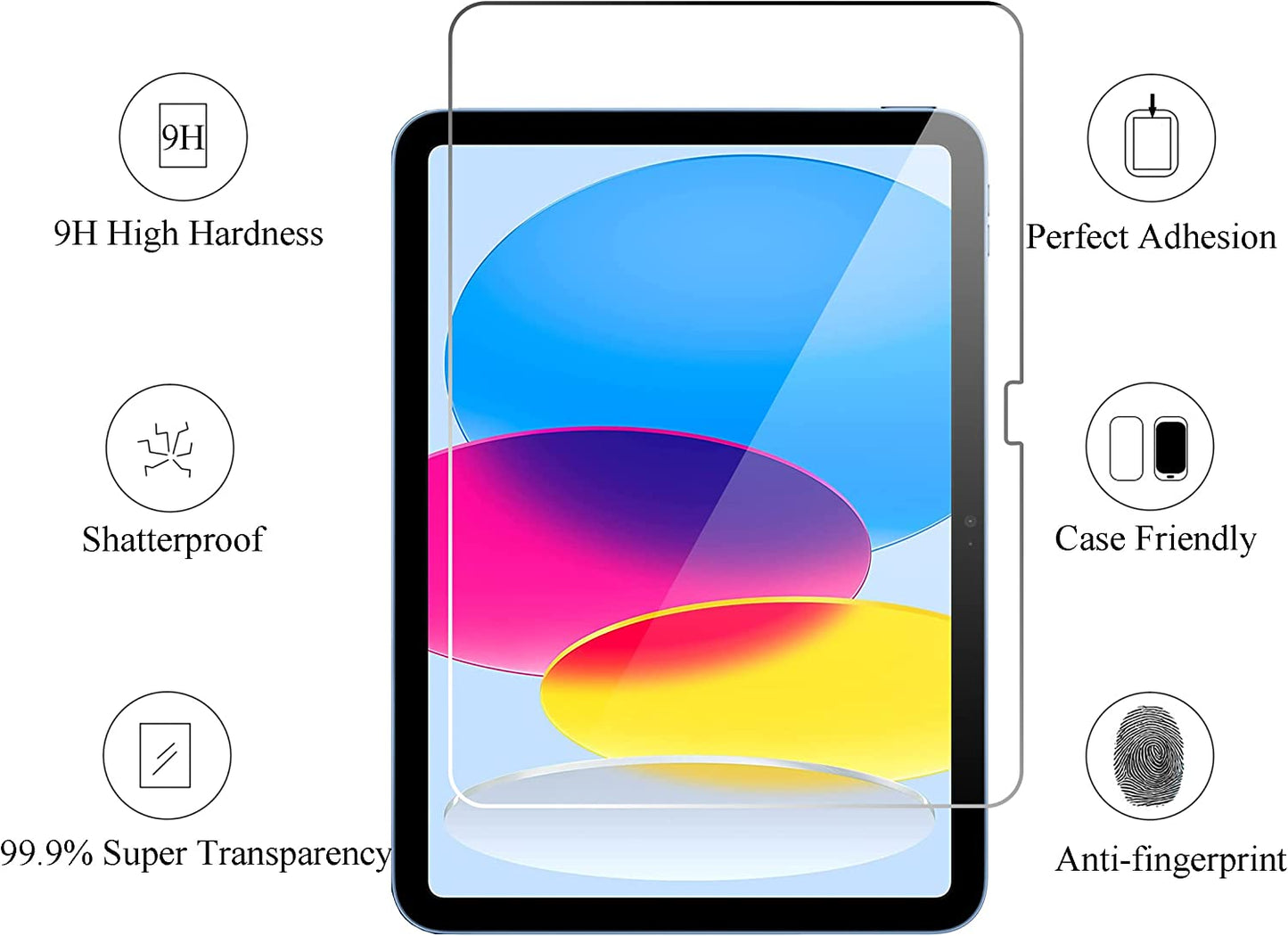 2 Pack Screen Protector for Ipad 10Th Generation 10.9 Inch Display 2022 Tempered Glass [Face ID & Apple Pencil Compatible] Ultra Sensitive Case Friendly [2 Pack]