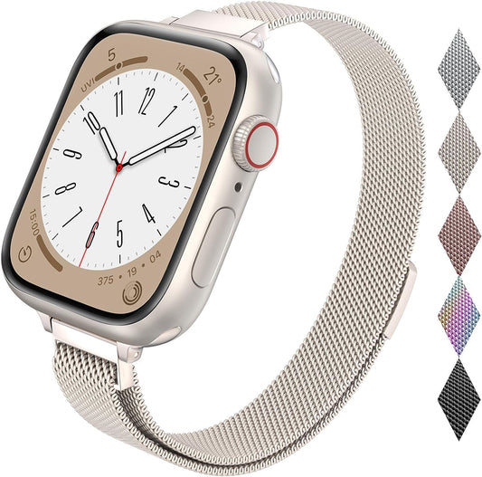 Slim Watch Band Compatible with Apple Watch Band 38Mm 40Mm 41Mm 42Mm 44Mm 45Mm 49Mm Women & Men, Stainless Steel Mesh Loop for Iwatch Bands Ultra, SE, Series 9 8 7 6 5 4 3 2 1