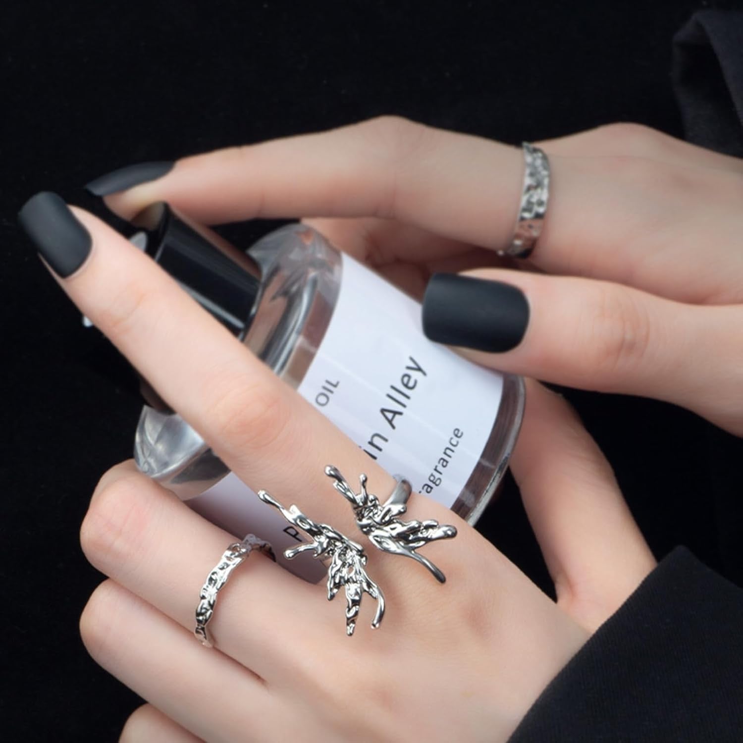 8 Pcs Vintage Silver Rings Sets Y2K Goth Coquette Grunge Chunky Stacking Rings for Women Aesthetic Accessories Jewlery Boho Silver Statement Ring Gift