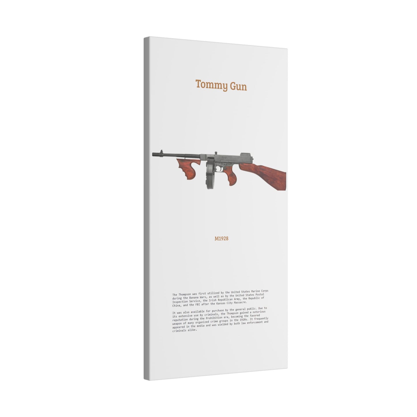 Thompson submachine gun TOMMY GUN M1928 Matte Canvas, Stretched, 0.75" (Multi-Size)