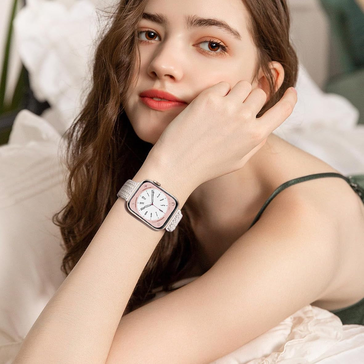 Magnetic Braided Stretchy Loop - Compatible with Apple Watch Band 42Mm 46Mm 40Mm 41Mm 44Mm 45Mm 38Mm Ultra/2 49Mm Women Men,Elastic Woven Fabric Nylon Strap for Iwatch Ultra Series 10 9 8 7 6 5 4 3 SE