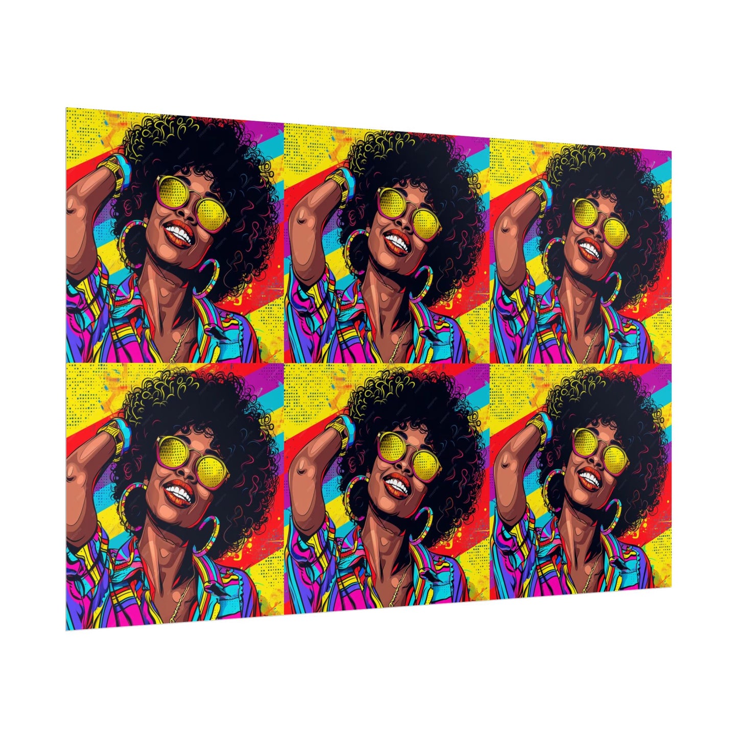 Woman afro hair with braids fat black color drawing Rolled Posters