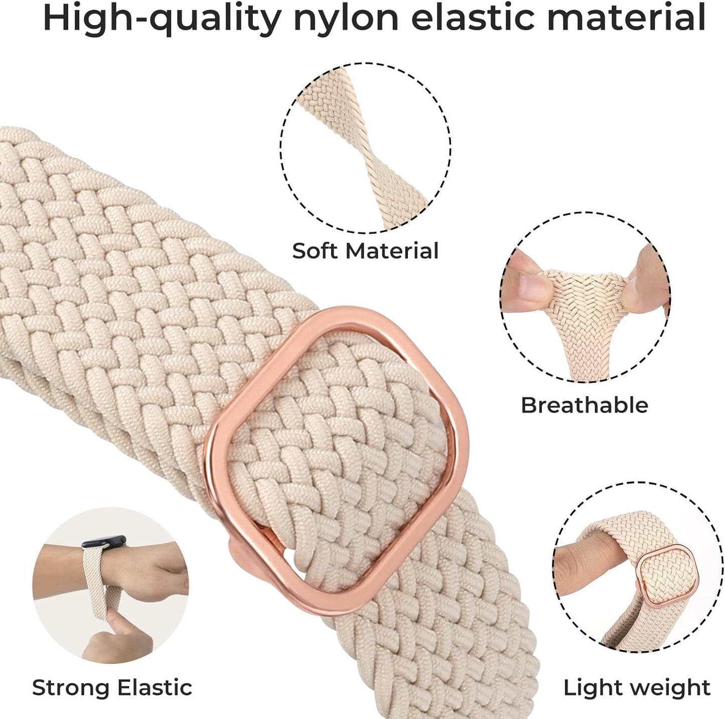 Stretchy Braided Solo Loop Compatible with Apple Watch Bands 38Mm 40Mm 41Mm 42Mm 44Mm 45Mm for Women Men Adjustable Straps Elastic Sport Wristbands for Iwatch Series 8 7 6 SE 5 4 3 2 1 Ultra