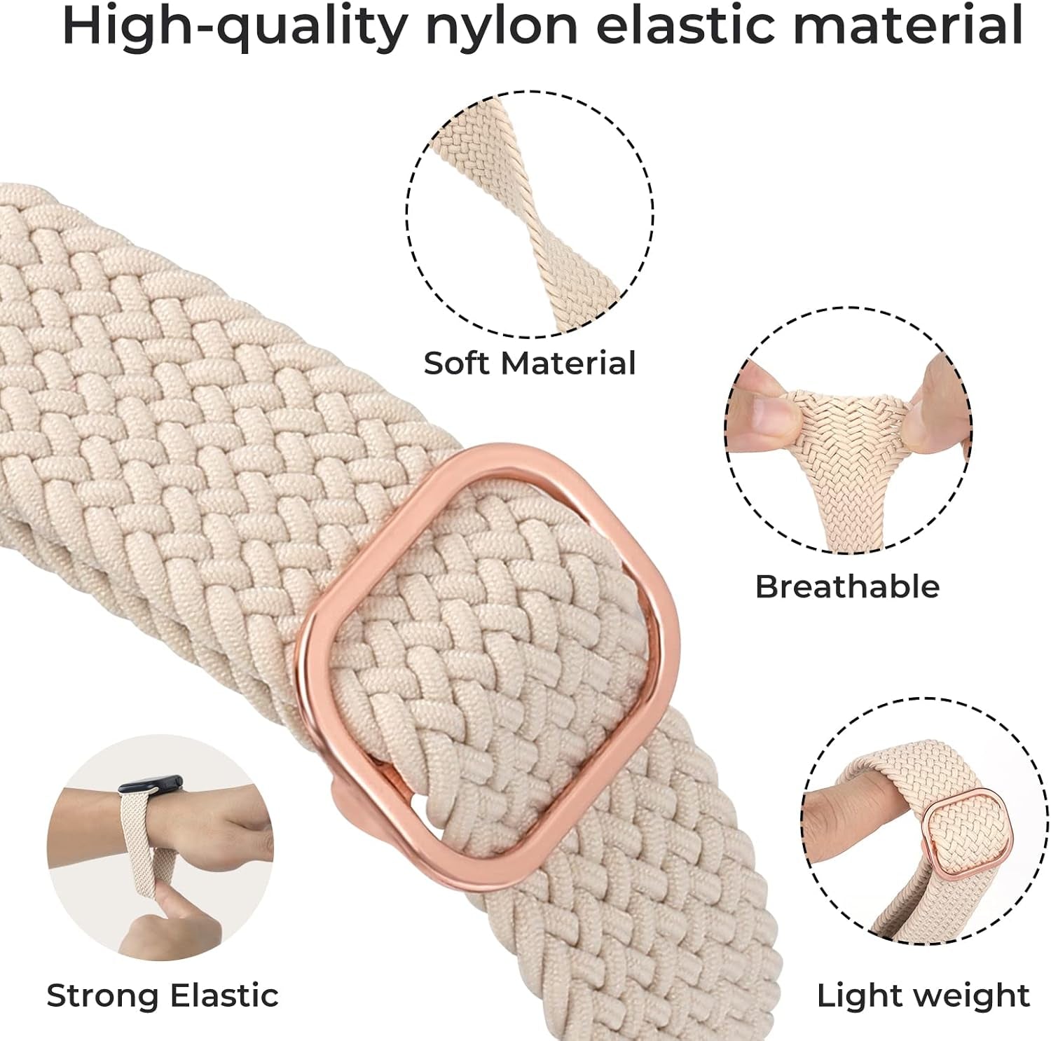 Stretchy Braided Solo Loop Compatible with Apple Watch Bands 38Mm 40Mm 41Mm 42Mm 44Mm 45Mm for Women Men Adjustable Straps Elastic Sport Wristbands for Iwatch Series 8 7 6 SE 5 4 3 2 1 Ultra