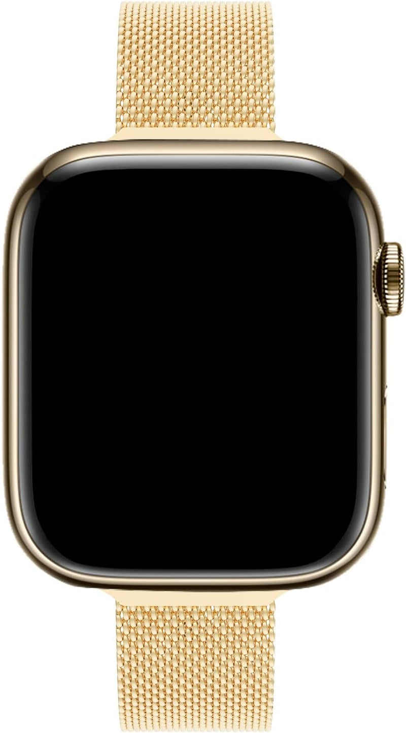 Stainless Steel Mesh Loop Magnetic Clasp Bands Compatible with Apple Watch 38Mm 40Mm 41Mm 42Mm 44Mm 45Mm, Slim Thin Replacement Sport Strap Bracelet for Iwatch Series 8/7/6/5/4/3/2/1 SE