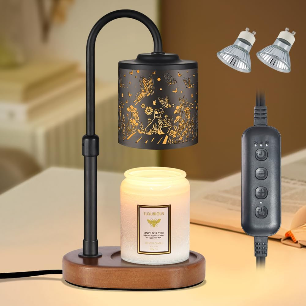 Dimmable Candle Warmer Lamp with Timer Adjustable Height for Scented Jar Candles Electric Candle Wax Melt Warmer for Home Decor Christmas Birthday Gifts for Women Mom(Hummingbird)