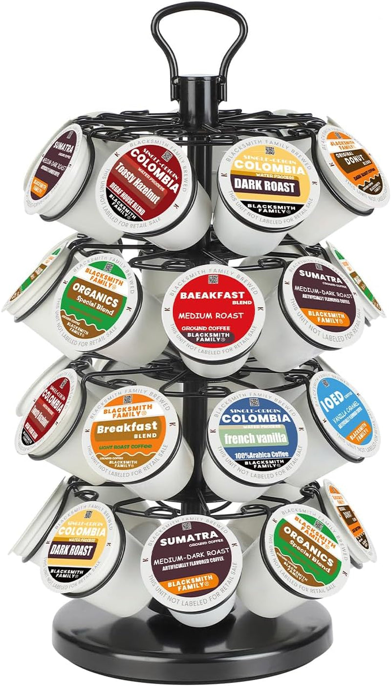K Cup Holders,K Cup Holder, K Cups Holder,K Cup Carousel, Coffee Pods Holder Storage Organizer Stand (Black, 40 Pods Capacity K/D Design)