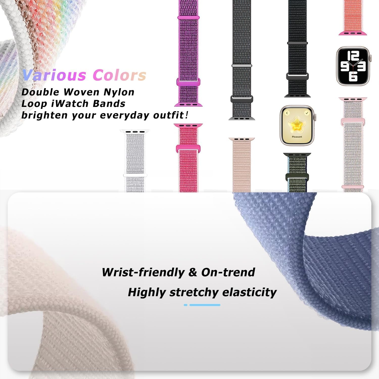 Nylon Sport Loop Bands Compatible with Apple Watch Band 41Mm 40Mm 38Mm 49Mm 45Mm 44Mm 42Mm Women Men, Stretchy Breathable Strap for Iwatch Series 9 Ultra 8 7 6 5 4 3 2 SE 38,Aprocot Peach