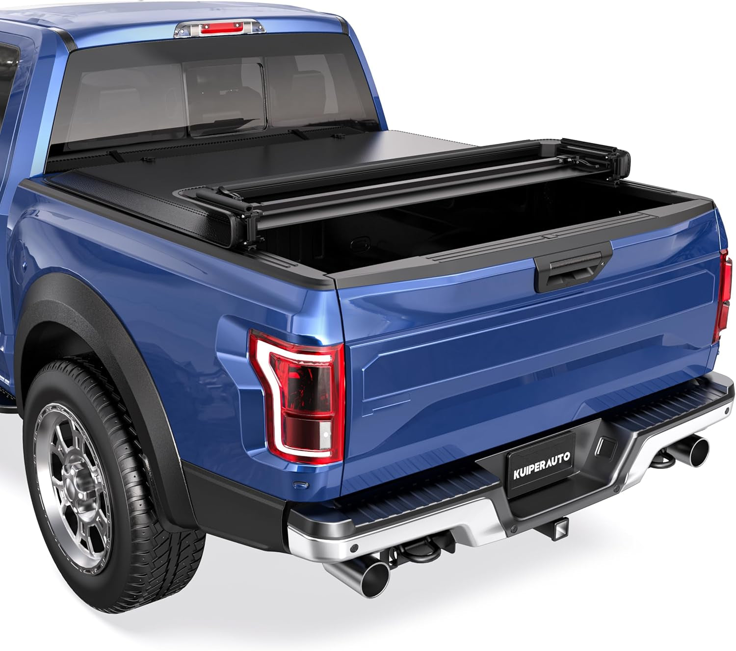Quad 4-Fold 6.5 FT Soft Folding Truck Bed Tonneau Cover Compatible with 2009-2014 Ford F150 F-150 Styleside Fourth Fold (Excl Raptor Series) without Utility Track System Truck Bed Cover
