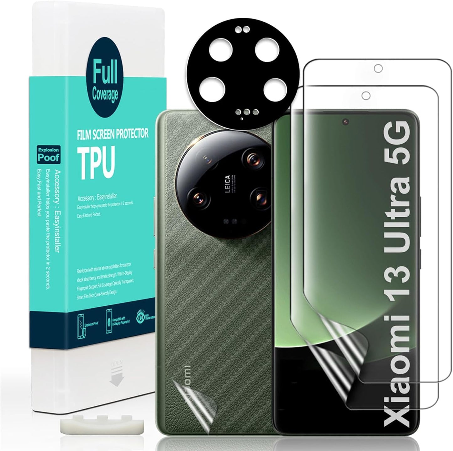 Screen Protector for Xiaomi 13 Ultra 5G(6.73") 2 Pack+1 Pack Camera Len Protector+1 Back Film,Flexible TPU Film,Hd Clear,Case Friendly,Bubble Free,Easy Install,Fingerprint Compatible