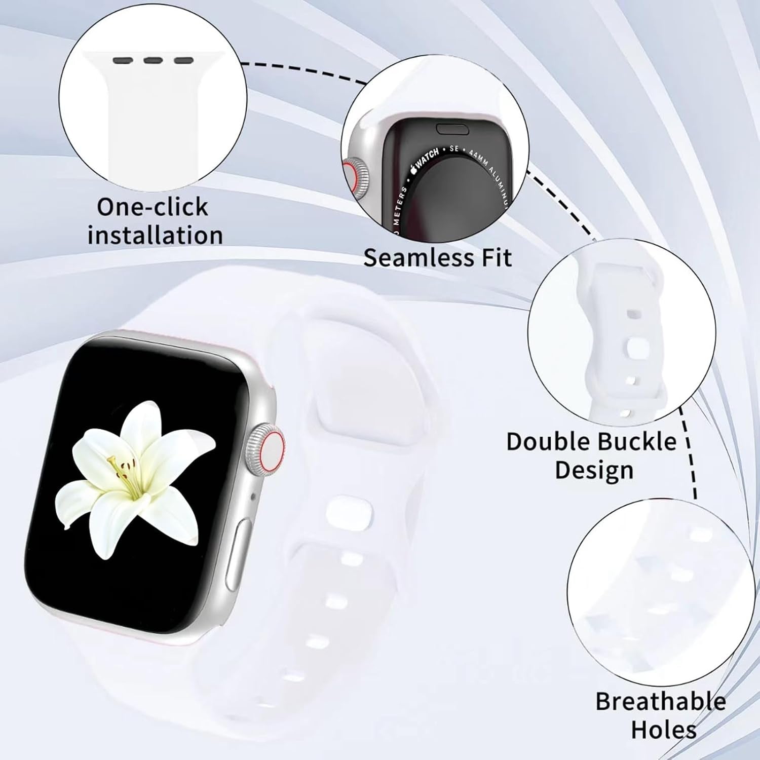 Band Compatible with Apple Watch 38Mm 40Mm 41Mm 42Mm 44Mm 45Mm 49Mm, Replacement Soft Silicone Sport Strap for Iwatch Series Ultra 9/8/7/6/5/4/3/2/1 SE Women Men