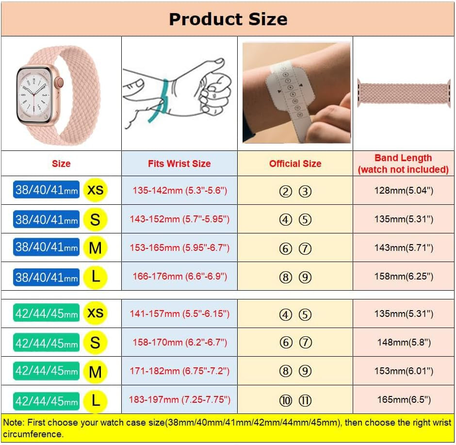 Braided Solo Loop for Apple Watch Band 40Mm 41Mm 38Mm 44Mm 45Mm 42Mm Ultra/2 49Mm Men/Women,Stretchy Nylon Sport Wristband Strap for Iwatch Bands Series 9/8/7/6 5/4/3/2/SE 40 44 38 42 41 45 Mm