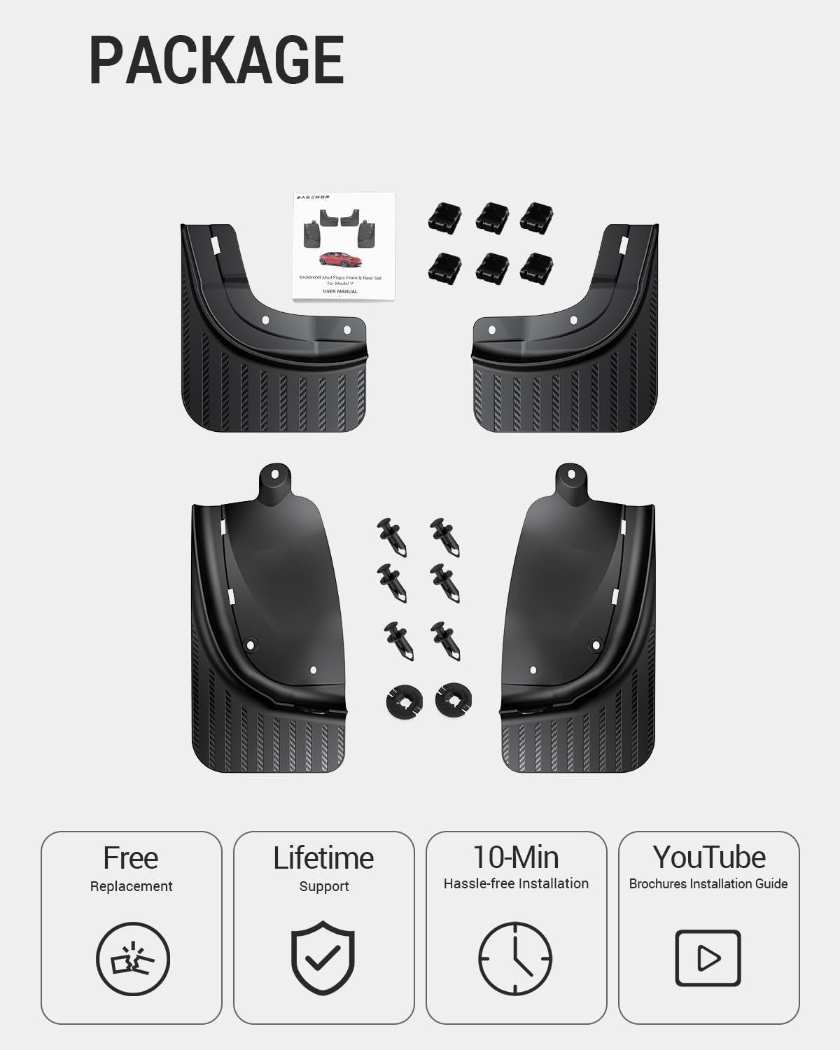 New Version Tesla Model Y Mud Flaps Fenders [No Drilling No Tape] [10X Stronger] All Weather Tire Protector Splash Guards Mudflaps for Tesla Exterior Accessories