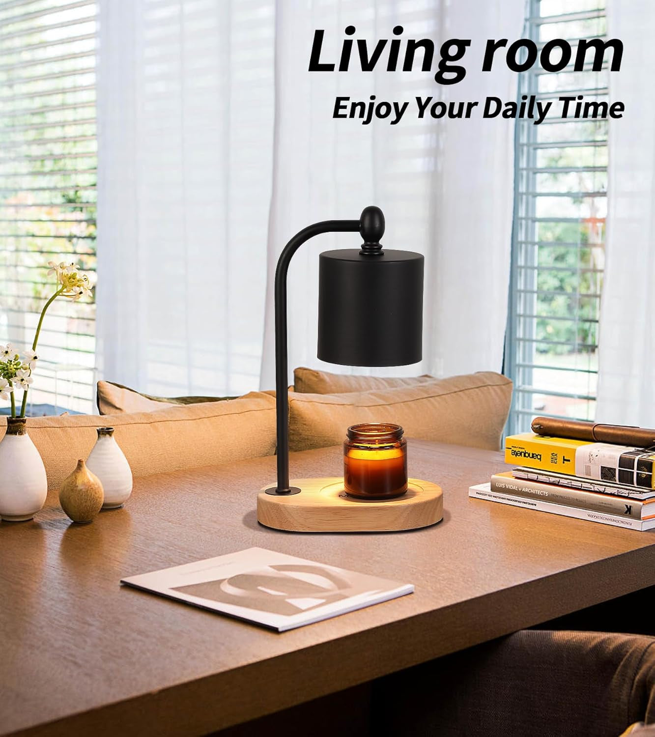 Candle Warmer Lamp with Dimmer and Timer,Black Electric Candle Wax Melt Warmer with 2 Bulbs Home Decor for Women Gifts New Home Jar Candles