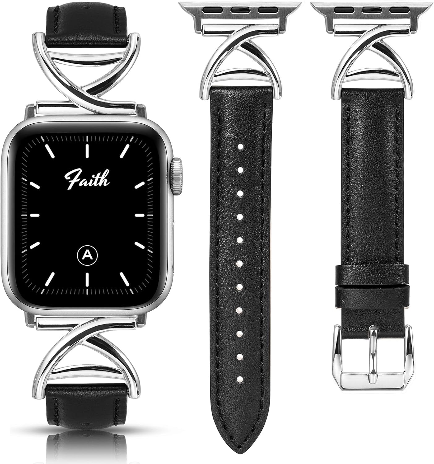 Leather Band Compatible with Apple Watch Bands 38/40/41/42/44/45/46/49Mm Women, Slim Dressy Premium Leather Strap with A-Shape Metal Buckle for Iwatch Series 10 9 Ultra SE 8 7 6 5 4 3 2 1