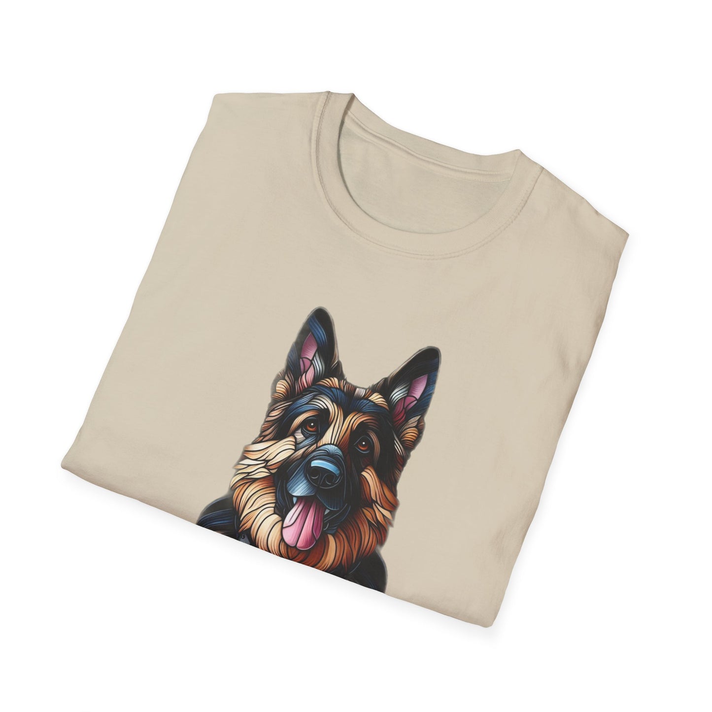 German Shepherd Stained Glass Unisex Softstyle T-Shirt