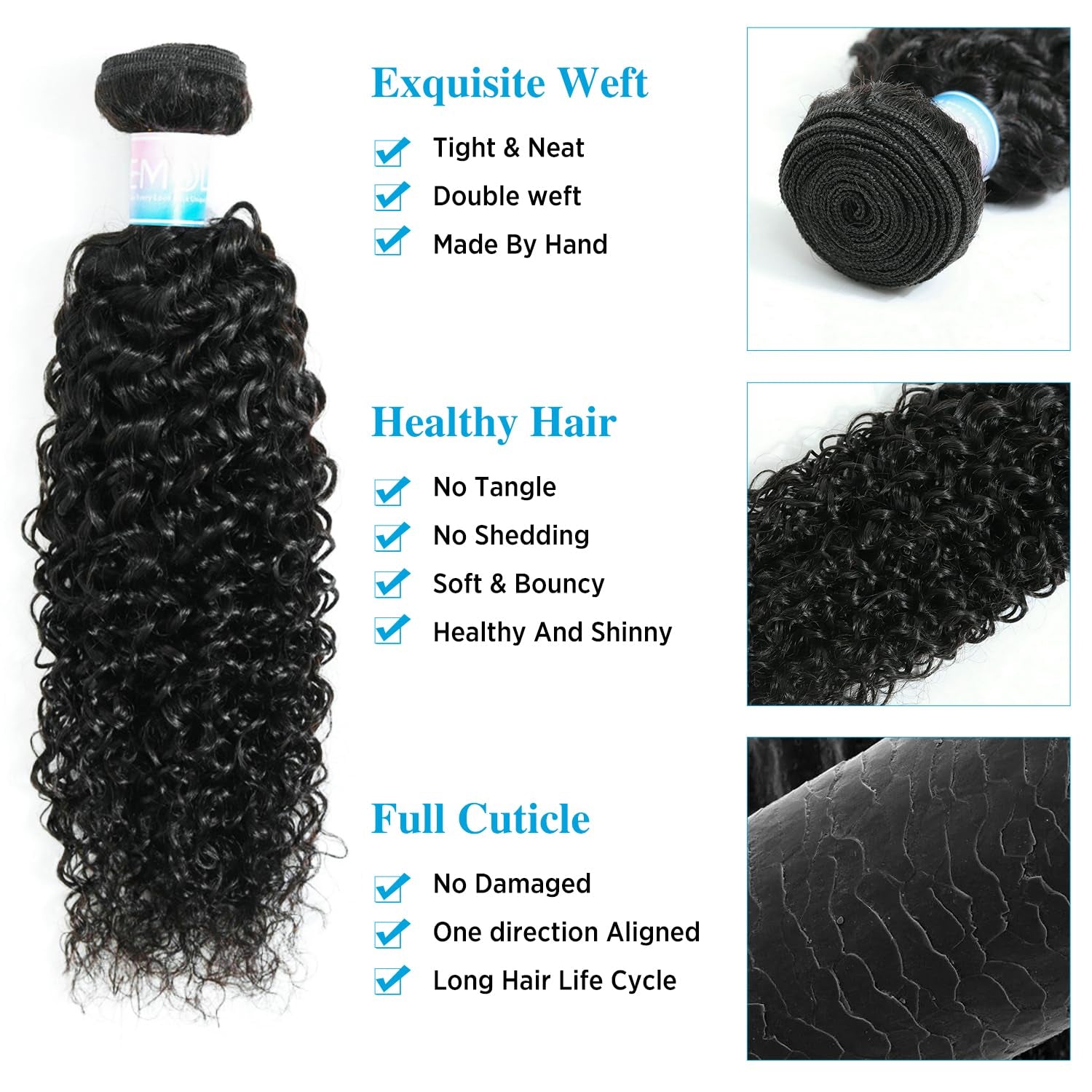 Curly Human Hair Bundles Unprocessed Kinky Hair 3 Bundles Human Hair 8 10 12 Inch Soft Weave Bundles Human Hair Weft Extensions Natural Black