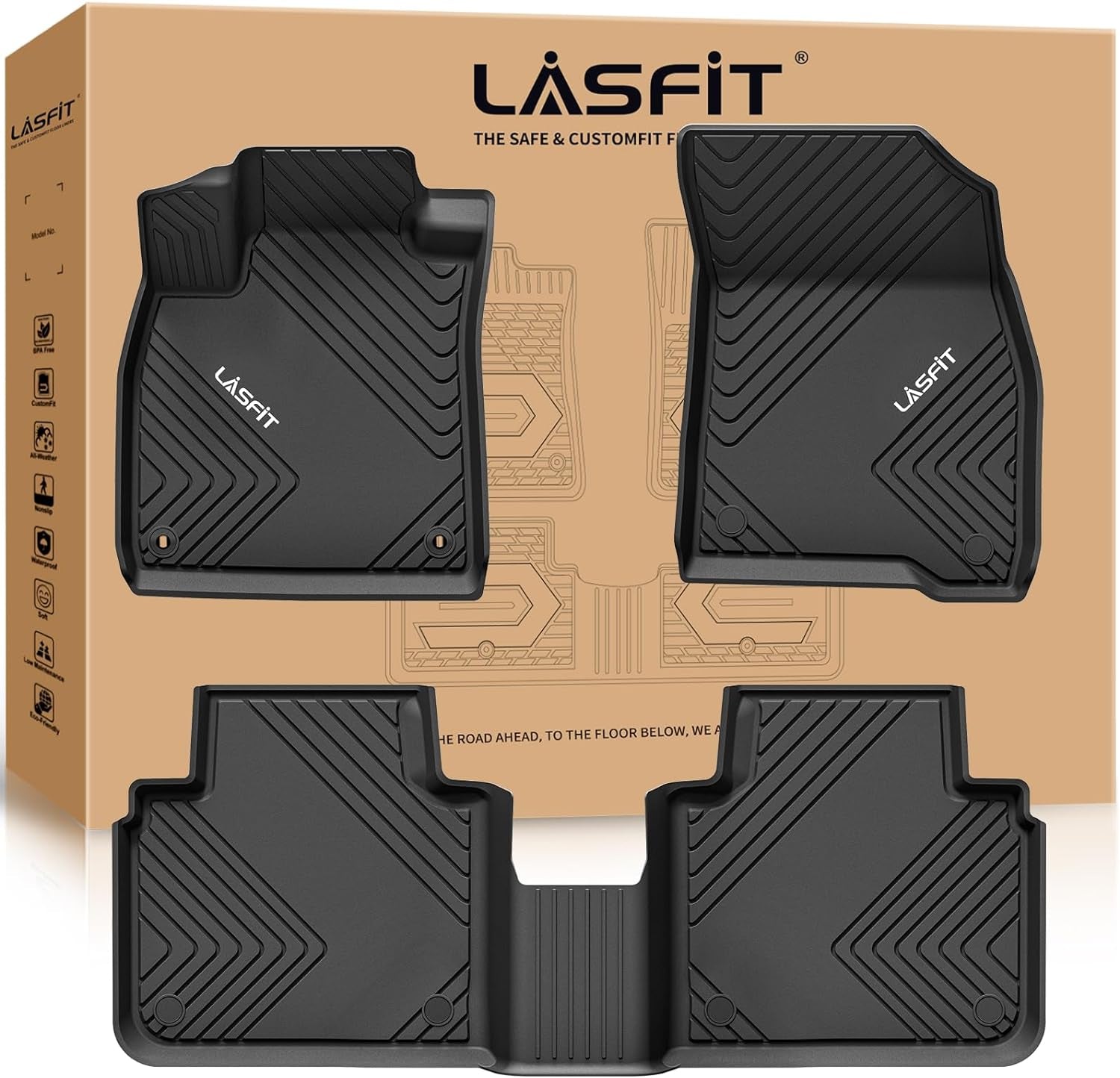 Floor Mats for Honda CR-V 2023-2025 (Include CR-V FCEV & Hybrid Models) All Weather Protection TPE Car Liners, 1St & 2Nd Row Black
