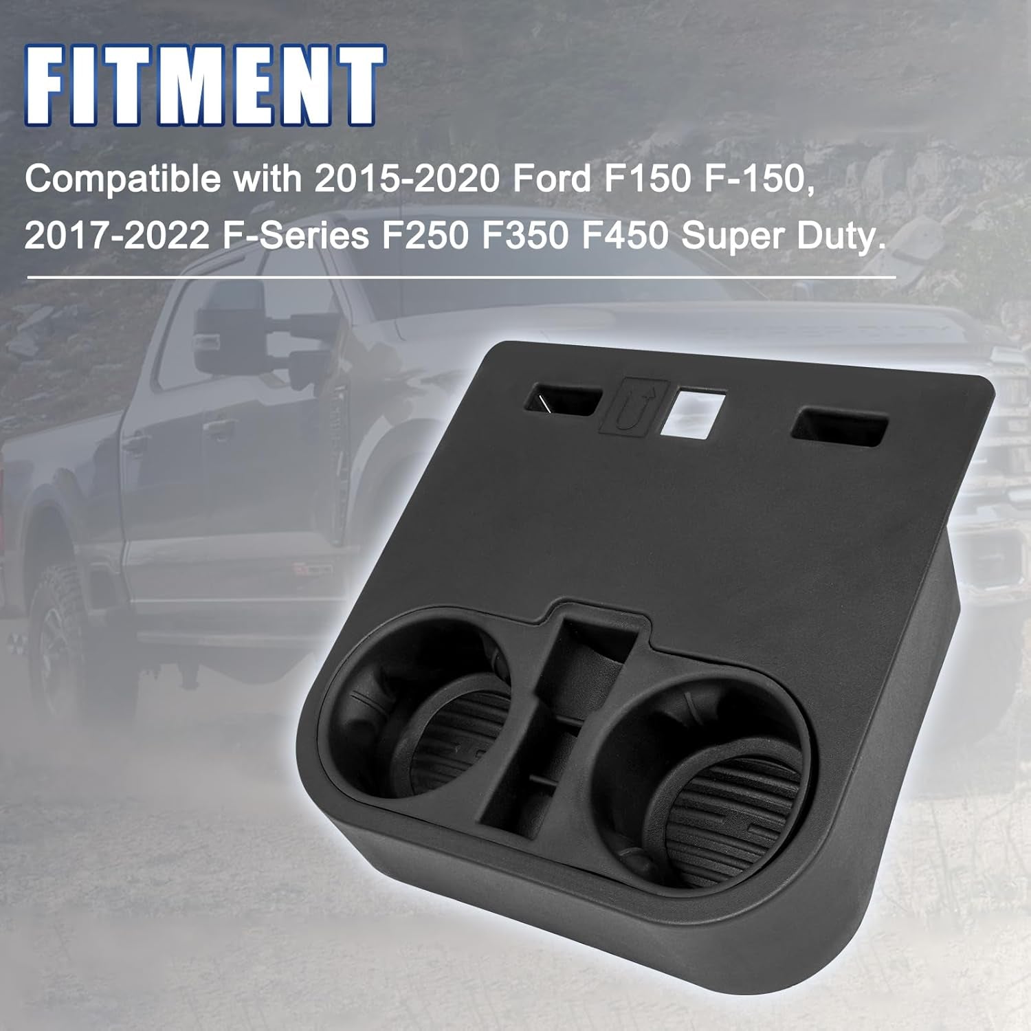 Front Center Console Cup Holder Replaces HC3Z-2813562-AB Compatible with 2015-2020 Ford F150 2017-2022 F-Series Super Duty Car under Front Seat Bottom Cup Holder Tray